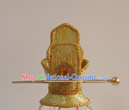 Handmade Chinese Tang Dynasty Noble Childe Hair Crown Ancient Prince Hairpin Headwear Drama Traditional Hanfu Golden Headpieces