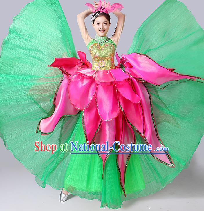 Professional China Woman Group Dance Fashion Modern Opening Dance Clothing Spring Festival Gala Lotus Dance Green Dress