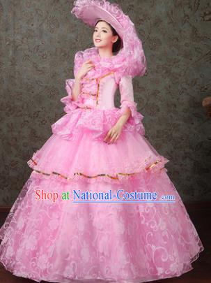 Custom Western Vintage Fashion Drama Performance Pink Dress Europe Countess Clothing European Court Full Dress