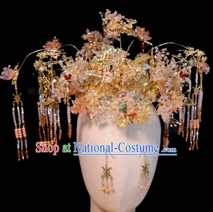 Chinese Xiuhe Suits Headpieces Handmade Hairpins Classical Wedding Hair Accessories Ancient Bride Phoenix Coronet