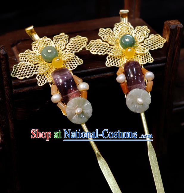 Chinese Wedding Hair Accessories Ancient Bride Enamel Phoenix Coronet Classical Amethyst Hairpins Handmade Qing Dynasty Queen Headdress