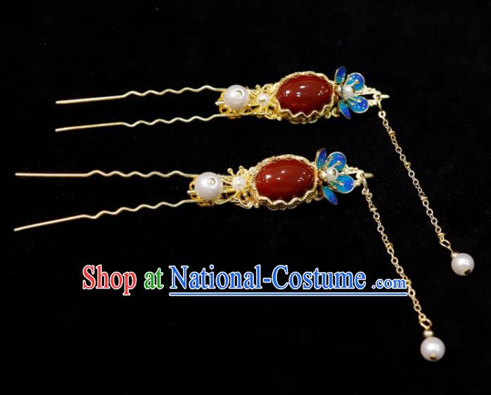 Chinese Wedding Hair Accessories Ancient Bride Enamel Phoenix Coronet Classical Amethyst Hairpins Handmade Qing Dynasty Queen Headdress