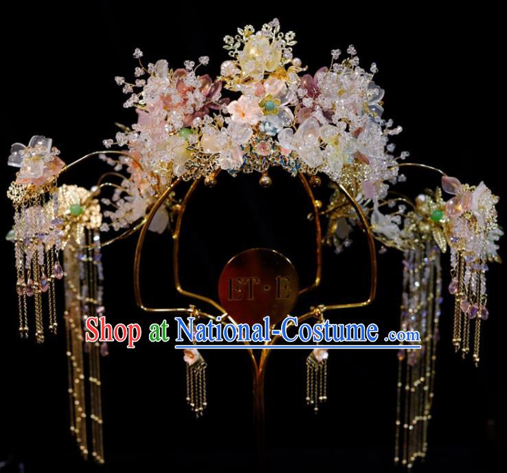 Chinese Classical Hair Crown Handmade Wedding Headpieces Xiuhe Suits Hair Accessories Ancient Bride Phoenix Coronet