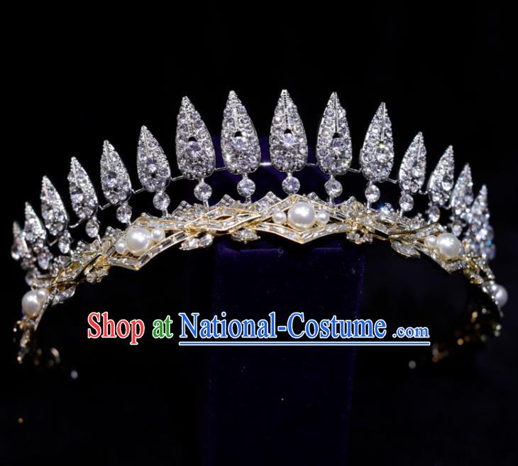 Top Grade Baroque Princess Hair Accessories Wedding Tiara Bride Zircon Headpiece Handmade Crystal Royal Crown