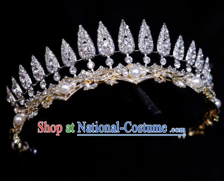 Top Grade Baroque Princess Hair Accessories Wedding Tiara Bride Zircon Headpiece Handmade Crystal Royal Crown