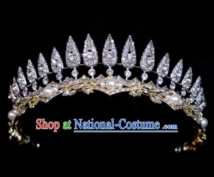 Top Grade Baroque Princess Hair Accessories Wedding Tiara Bride Zircon Headpiece Handmade Crystal Royal Crown