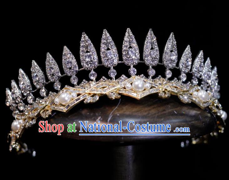 Top Grade Baroque Princess Hair Accessories Wedding Tiara Bride Zircon Headpiece Handmade Crystal Royal Crown