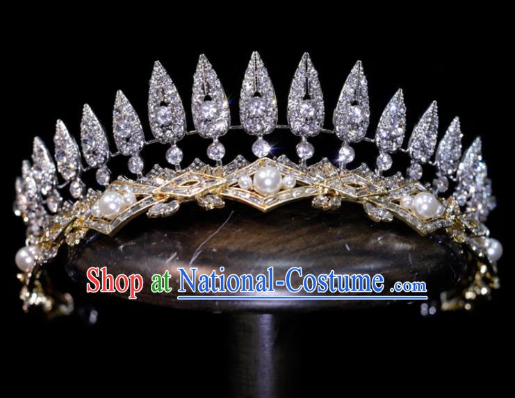 Top Grade Baroque Princess Hair Accessories Wedding Tiara Bride Zircon Headpiece Handmade Crystal Royal Crown