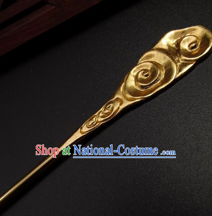 Chinese Classical Golden Hair Stick Handmade Cheongsam Headpiece Traditional Hanfu Hair Accessories Carving Cloud Hairpin