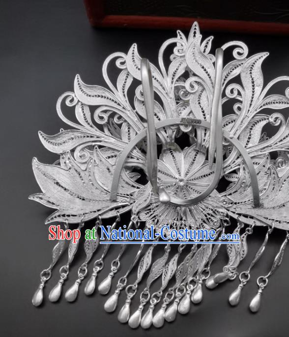 Chinese Traditional Wedding Hair Accessories Ancient Princess Gilding Hairpin Classical Tassel Hair Crown Handmade Tang Dynasty Headpiece