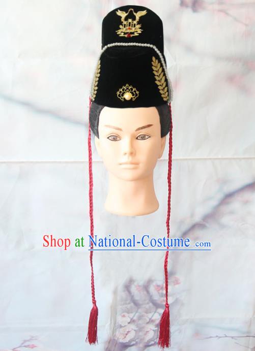 China Ancient Swordsman Hat Handmade Fly Fish Cloth Hair Accessories Traditional Ming Dynasty Imperial Guard Headwear