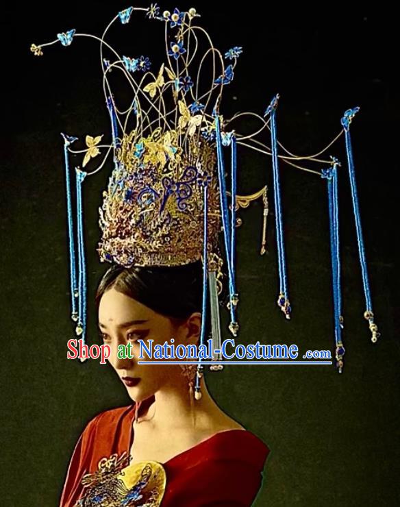 Custom China Catwalks Headdress Wedding Hair Accessories Stage Show Giant Hair Crown Opera Deluxe Cloisonne Phoenix Coronet