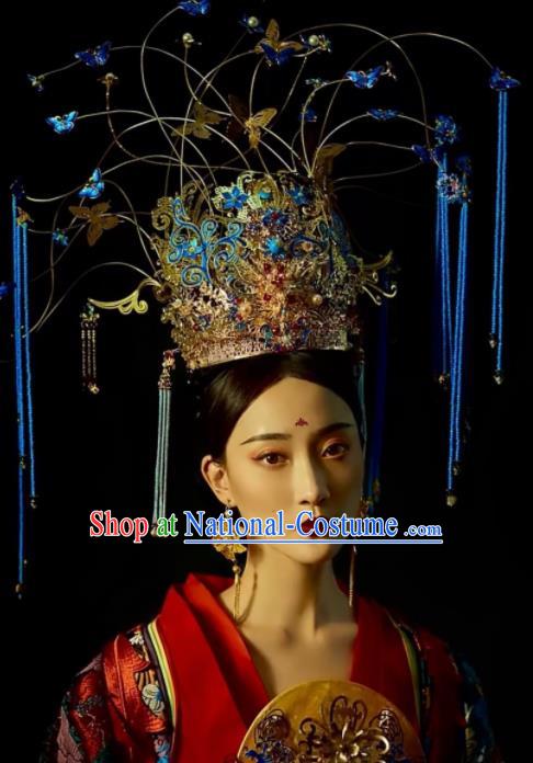 Custom China Catwalks Headdress Wedding Hair Accessories Stage Show Giant Hair Crown Opera Deluxe Cloisonne Phoenix Coronet