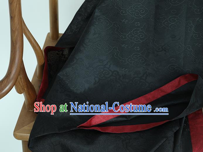 China Ancient Ming Dynasty Royal Countess Garment Costume Traditional Hanfu Black Silk Long Gown Noble Woman Historical Clothing