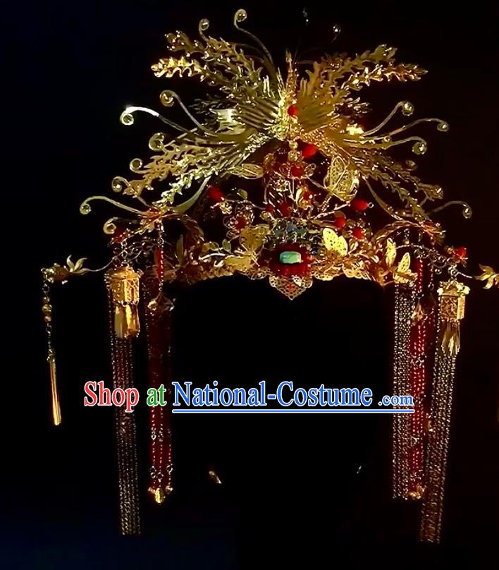 Top China Wedding Hair Accessories Stage Show Deluxe Hair Crown Ancient Imperial Concubine Phoenix Coronet Catwalks Headdress