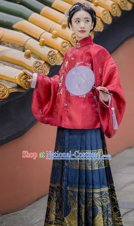 China Ming Dynasty Noble Woman Garment Costumes Traditional Historical Clothing Ancient Hanfu Dress for Rich Female