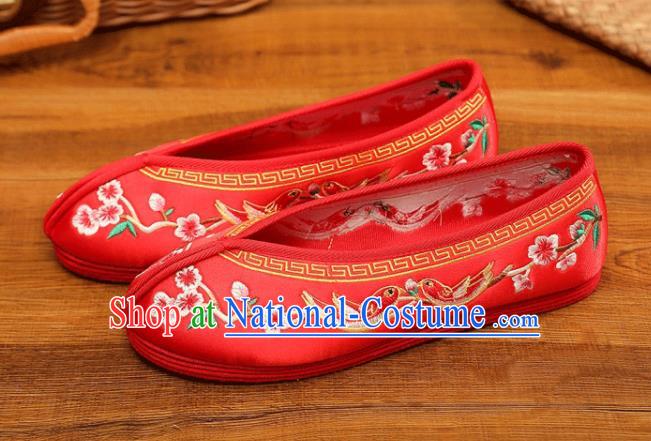 China Xiuhe Shoes Classical Wedding Shoes Handmade Bride Shoes Embroidered Shoes Red Cloth Shoes