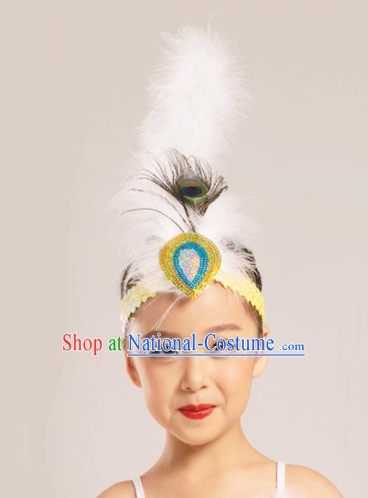 Professional China Girl Peacock Dance Hair Crown Dai Nationality Dance Hair Accessories Yunnan Ethnic Dance Feather Headdress