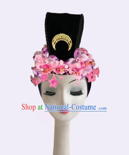 Handmade Chinese Classical Dance Wigs Chignon Female Peach Blossom Dance Hair Accessories Stage Performance Hairpieces