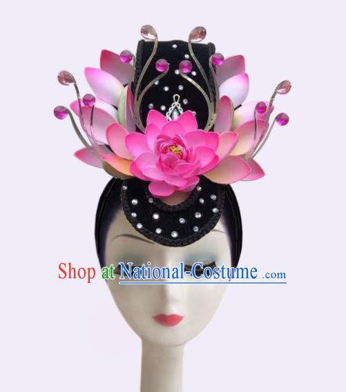 Handmade Chinese Stage Performance Hairpieces Classical Dance Wigs Chignon Female Lotus Dance Hair Accessories