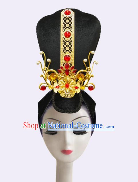 Handmade Chinese Classical Dance Wigs Chignon Hanfu Dance Hair Accessories Court Dance Hairpieces