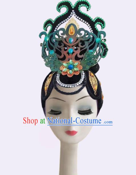 Handmade Chinese Dunhuang Flying Apsaras Dance Hair Accessories Fairy Dance Hairpieces Classical Dance Wigs Chignon