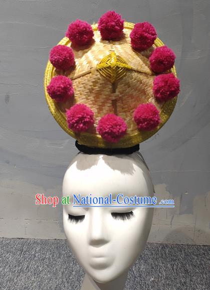 China Classical Dance Headdress Stage Performance Hat Yunnan Dai Ethnic Drum Dance Hair Accessories