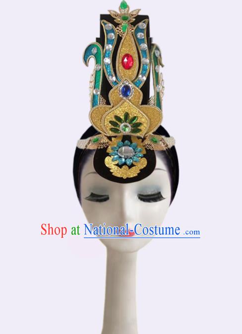 Handmade Chinese Flying Fairy Dance Hairpieces Classical Dance Wigs Chignon Woman Lute Dance Hair Accessories