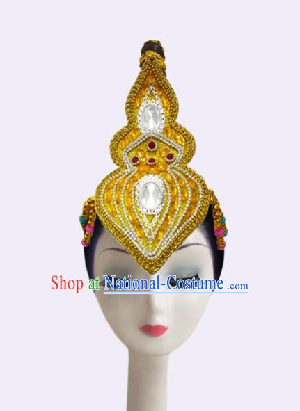 China Classical Dance Golden Hair Crown Flying Apsaras Dance Hair Accessories Dance Performance Headdress