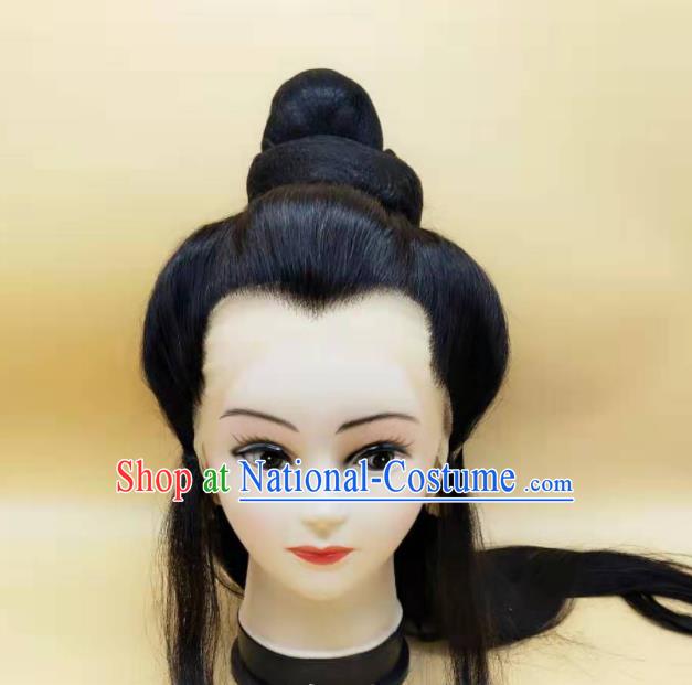 Chinese Ancient Childe Headdress Peking Opera Xiaosheng Hairpieces Beijing Opera Scholar Front Lace Wigs