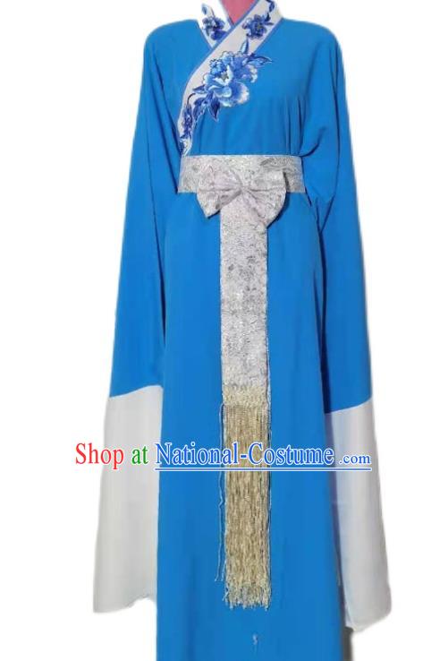 Chinese Ancient Scholar Garment Costumes Peking Opera Xiaosheng Blue Robe Beijing Opera Niche Clothing