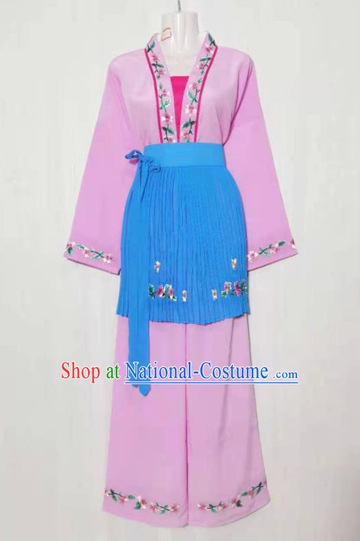 China Peking Opera Village Girl Pink Dress Uniforms Beijing Opera Actress Dress Garments Ancient Country Lady Clothing