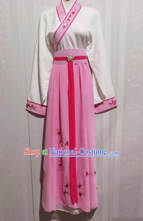 China Beijing Opera Xiaodan Garment Costumes Ancient Servant Girl Clothing Peking Opera Maid Lady Pink Dress Uniforms