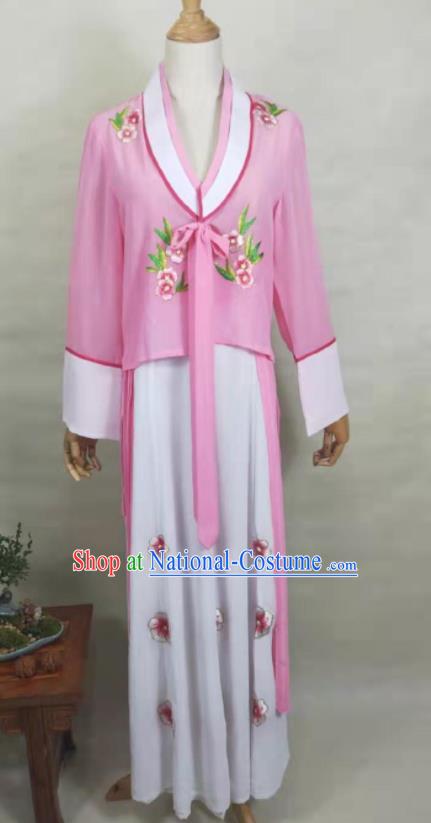 China Beijing Opera Actress Pink Dress Uniforms Ancient Young Lady Clothing Peking Opera Hua Tan Costumes