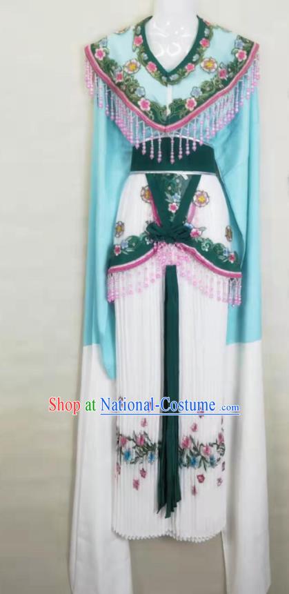 China Peking Opera Actress Costumes Beijing Opera Hua Tan Green Dress Shaoxing Opera Noble Lady Uniforms Ancient Princess Clothing