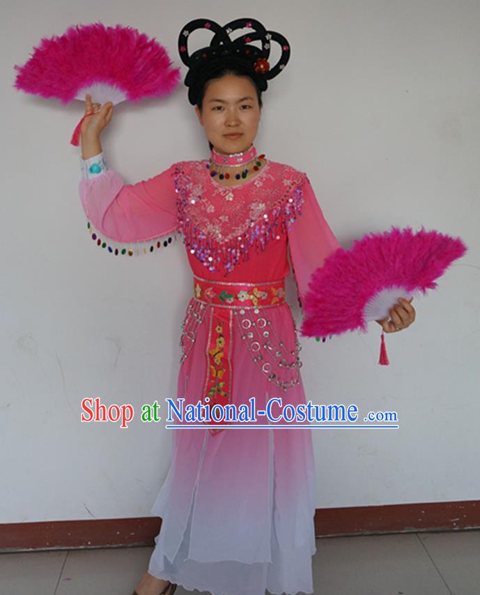 China Flower Drum Opera Garment Opera Liu Hai Cuts Firewood Hu Xiuying Clothing Peking Opera Actress Pink Dress