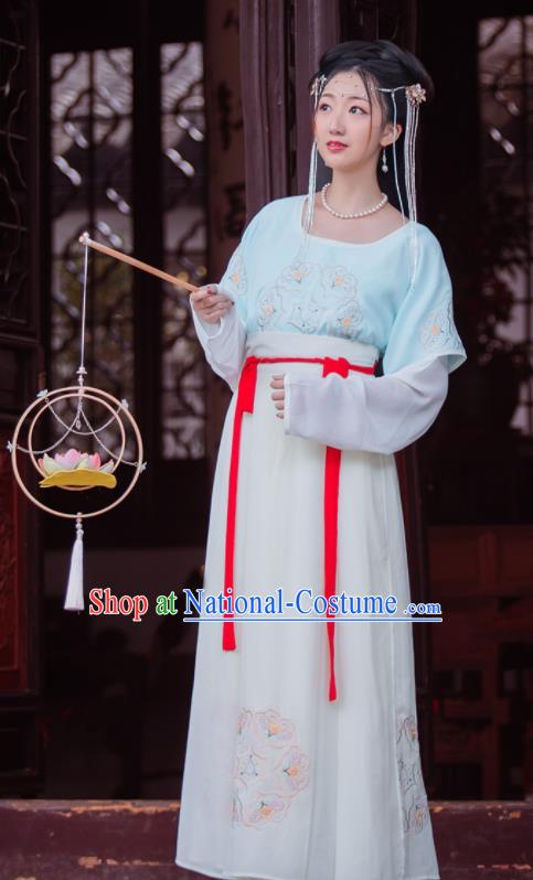 China Traditional Tang Dynasty Civilian Woman Clothing Ancient Young Lady Hanfu Dress Garments