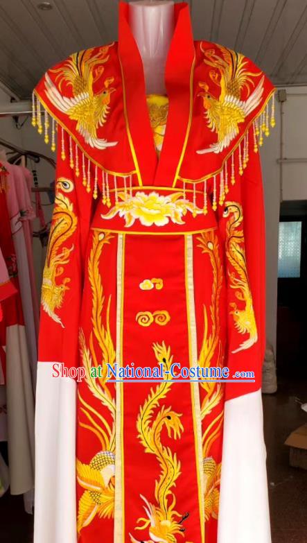 China Beijing Opera Actress Red Dress Shaoxing Opera Empress Garment Ancient Goddess Clothing Peking Opera Hua Tan Costume