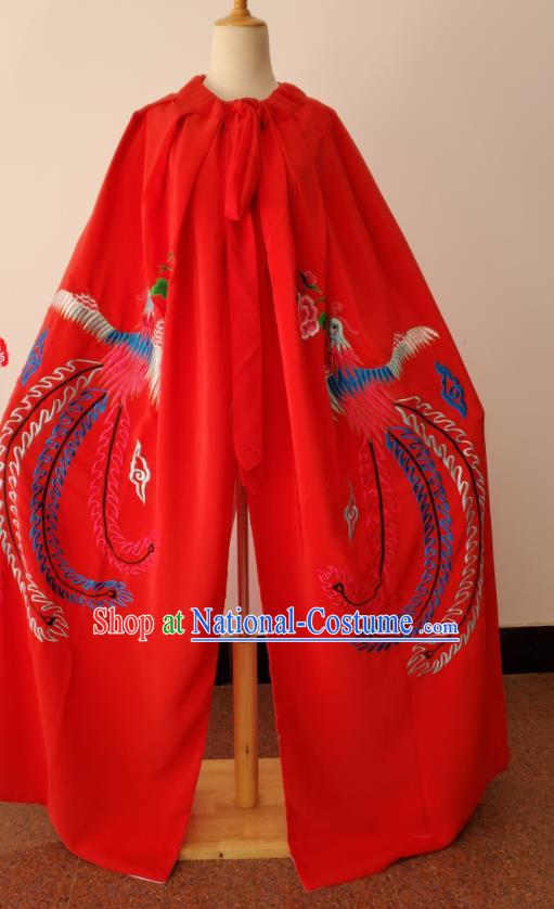 China Beijing Opera Diva Cape Shaoxing Opera Empress Costume Ancient Princess Clothing Peking Opera Embroidered Phoenix Red Mantle