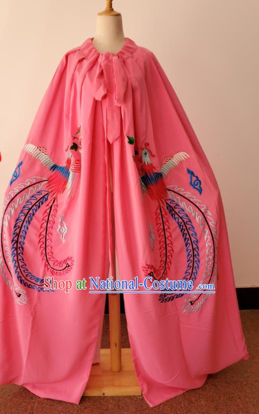 China Ancient Princess Clothing Peking Opera Embroidered Phoenix Pink Mantle Beijing Opera Diva Cape Shaoxing Opera Empress Costume