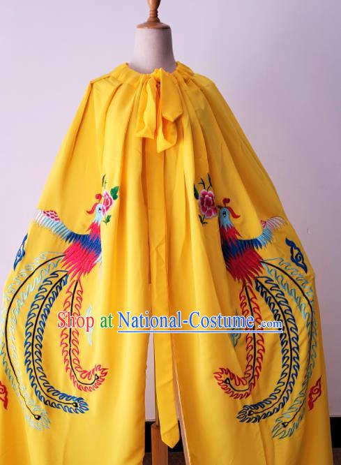 China Shaoxing Opera Empress Costume Ancient Princess Clothing Peking Opera Embroidered Phoenix Yellow Mantle Beijing Opera Diva Cape