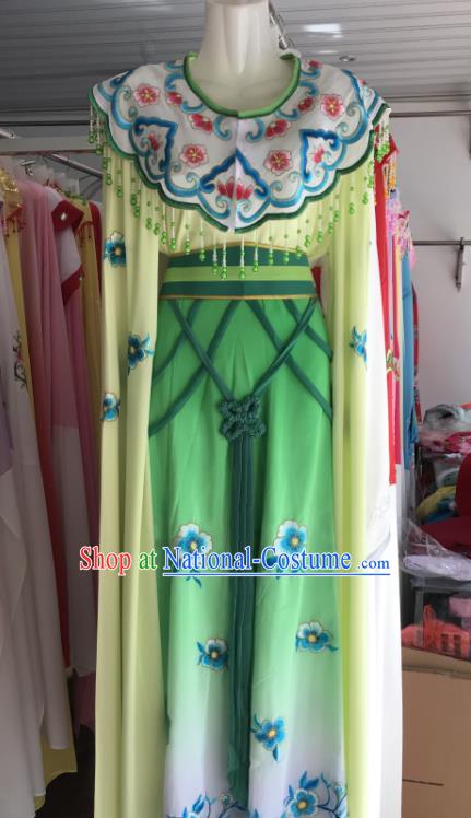 China Peking Opera Diva Green Dress Beijing Opera Hua Tan Costumes Shaoxing Opera Actress Uniforms Ancient Noble Lady Clothing