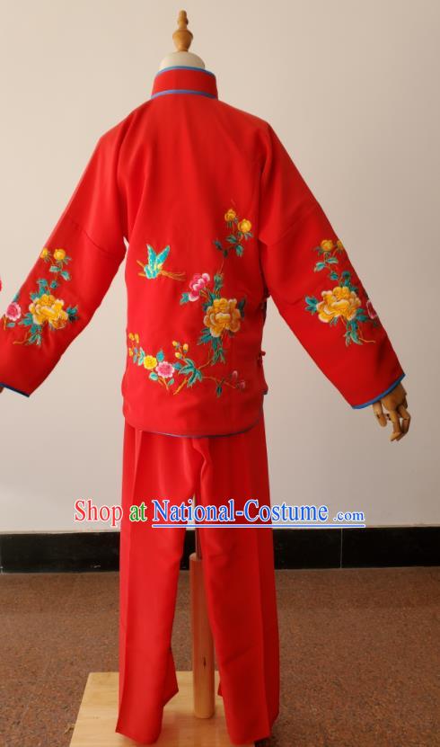 China Beijing Opera Country Lady Costumes Huangmei Opera Maidservant Red Uniforms Ancient Servant Girl Clothing Peking Opera Xiaodan Dress