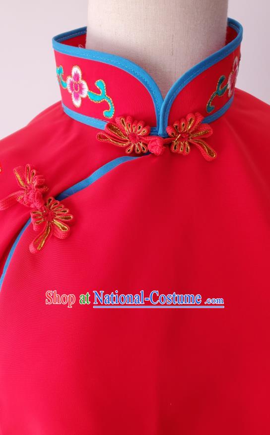 China Beijing Opera Country Lady Costumes Huangmei Opera Maidservant Red Uniforms Ancient Servant Girl Clothing Peking Opera Xiaodan Dress