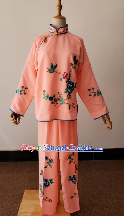 China Peking Opera Xiaodan Dress Beijing Opera Country Woman Costumes Huangmei Opera Maidservant Light Pink Uniforms Ancient Village Girl Clothing