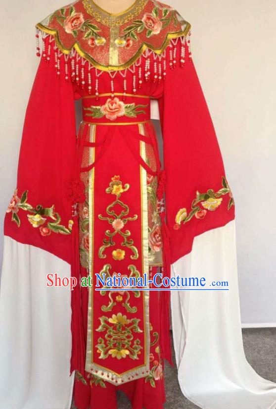 China Ancient Noble Lady Clothing Peking Opera Diva Red Dress Beijing Opera Hua Tan Costume Huangmei Opera Fairy Uniforms