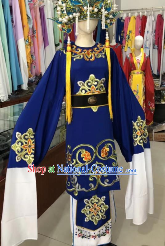 China Peking Opera Laodan Deep Blue Dress Beijing Opera Elderly Woman Costume Shaoxing Opera Dame Uniforms Ancient Old Countess Clothing