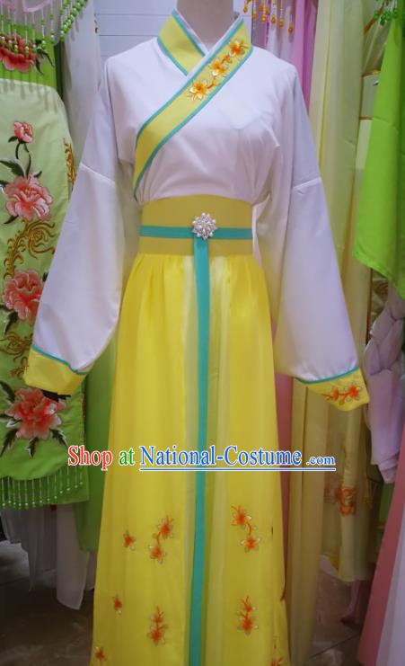 China Ancient Court Maid Clothing Peking Opera Servant Girl Yellow Dress Beijing Opera Palace Lady Costume Shaoxing Opera Actress Uniforms