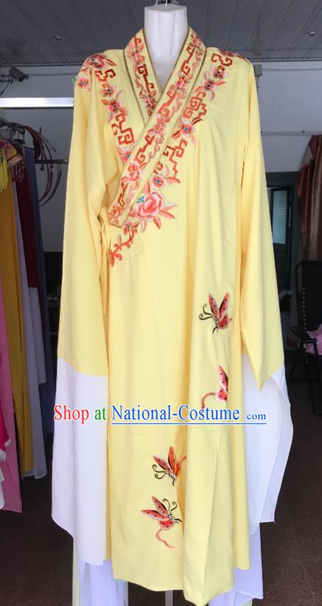 Chinese Peking Opera Xiaosheng Embroidered Yellow Robe Beijing Opera Butterfly Love Niche Clothing Ancient Scholar Garment Costume