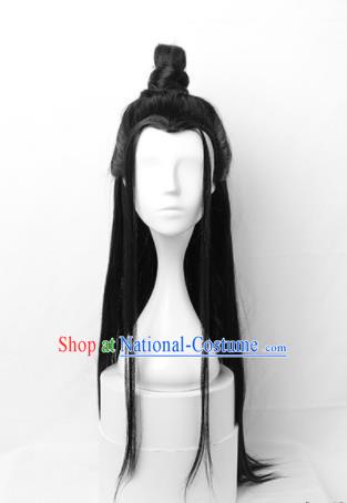 Chinese Traditional Cosplay Childe Headdress Ancient Young Male Hairpieces Ming Dynasty Crown Prince Wigs